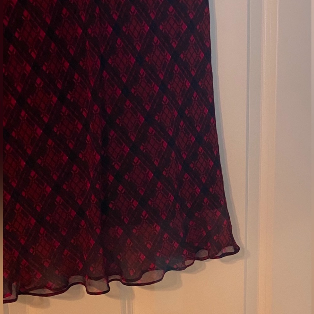 Betsey Johnson Red and Plum 100% Silk Vintage skirt